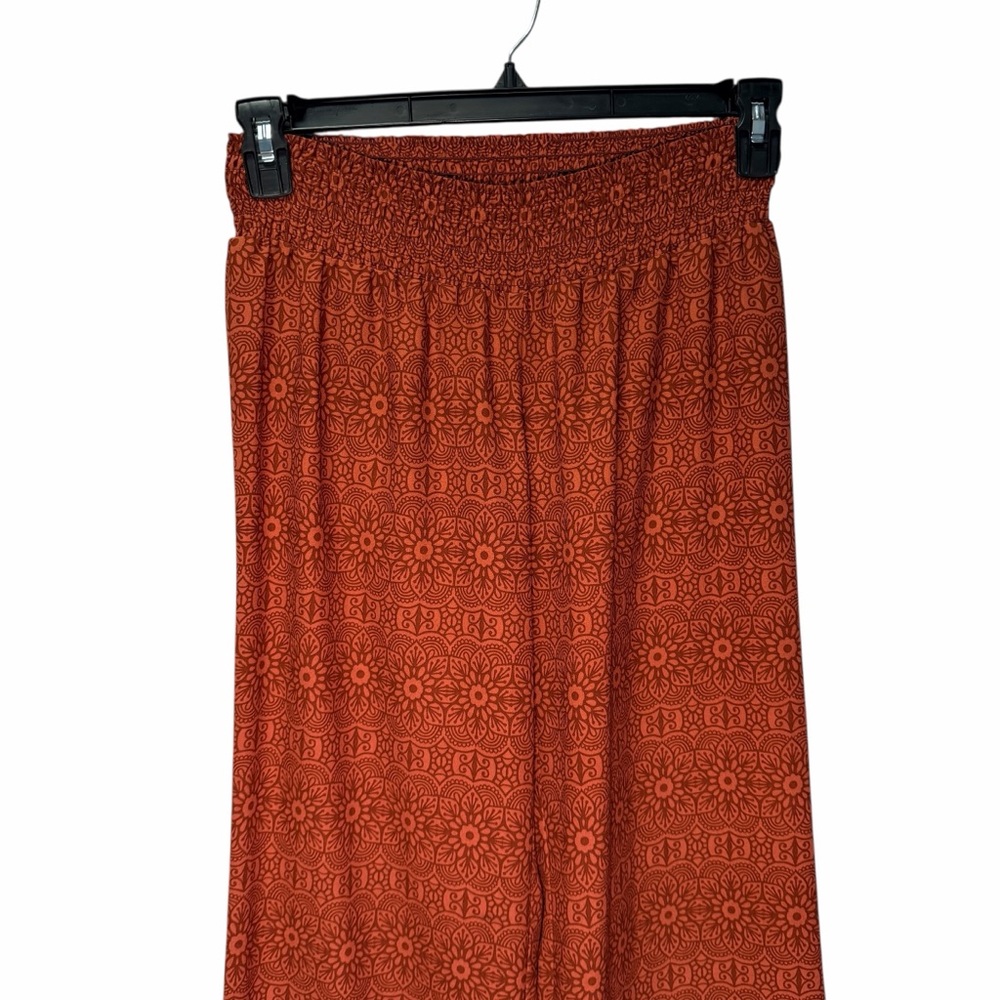 prAna Rust Boho Wide-Leg Floral Pants S – Lightweight Travel & Yoga Style - Picture 5 of 6